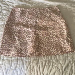 Pink Leopard Print Mini Skirt